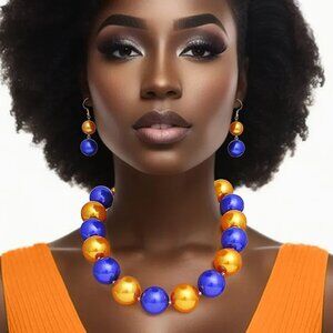Blue & Gold SGRHO Jumbo Pearl Set